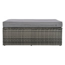 2-Piece Rattan Outdoor Patio Bench Lounge Roof Set, Effective UV Protection Fabric & Waterproof Cushions and Adjustable Backrest for Garden, Backyard and Porch (Grey Wicker + Grey Fabric)