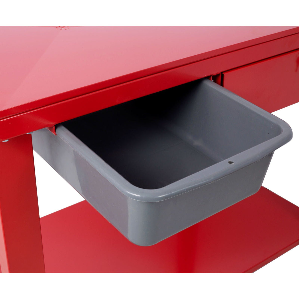 Transmission Teardown Work Station 1 / 2 Ton Capacity Sloping Drain Table Locking Drawer Removable Drain Basin Full-Width Lower Shelf Four 4" Caster Wheels, photo 20 of 36