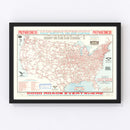 Vintage Highway Map of the United States, 1915