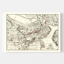 Vintage Map of Boston, Massachusetts 1914