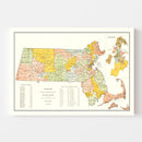 Vintage Map of Massachusetts 1906