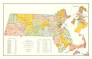 Vintage Map of Massachusetts 1906
