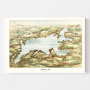 Vintage Map of Sunapee Lake, 1905