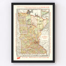 Vintage Map of Minnesota 1904