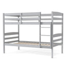 Solid Wood Twin Over Twin Bunk Bed Frame with High Guardrails and Integrated Ladder by LJGDeals