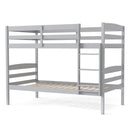 Solid Wood Twin Over Twin Bunk Bed Frame with High Guardrails and Integrated Ladder