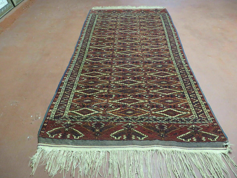 4' X 8' Antique Handmade Russian Bokhara Turkoman Yamud Wool Rug Carpet Nice