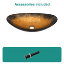 Veined Vessel Sink With Pop Up Drain, Boat Shape Bathroom Sink Above Counter - Gold by HouseOfZazla