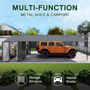 12x25 FT Galvanized Steel Carport with Shelter and Shed
