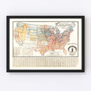 Vintage Political Map of the United States, 1893