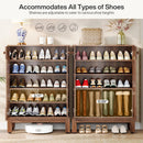 5 Tier Shoe Cabinet With Round Louvered Doors, Storage Organizer - Brown by HouseOfZazla