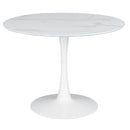 Round Dining Table With Pedestal Base - White by HouseOfZazla