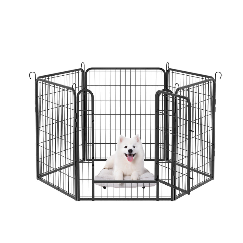 6 Panels Heavy-Duty Metal Playpen with Door, 31.7' H Dog Fence Pet Exercise Pen for Outdoor, Indoor