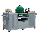 K&K 66.5' Outdoor Kitchen Island for Big Green Egg Grills, Solid Wood Outdoor Grill Cart for Tabletop Grill with Stainless Steel Top, Drawer, Compatible with Large Big Green Egg, Kamado Joe- Grey Blue by Montret