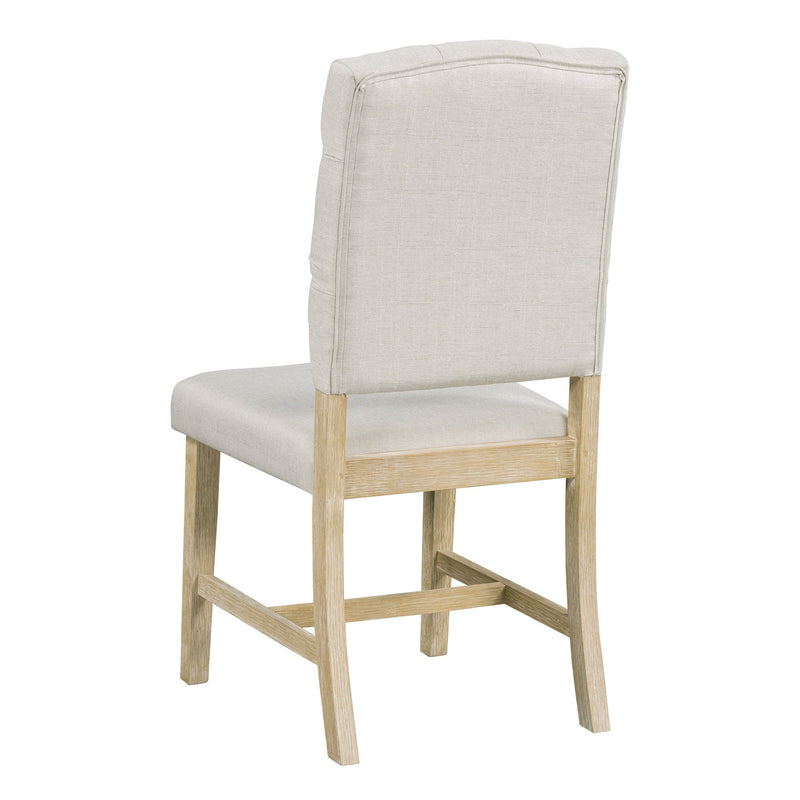 5-Piece Retro Functional Dining Set, Round Table with a 16"W Leaf and 4 Upholstered Chairs for Dining Room and Living Room (Natural)