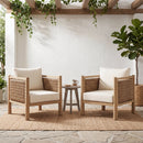 Set of 2 Outdoor Acacia Wood Dining Chairs with Woven Seats