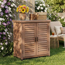 Potting Bench With Storage Cabinet And Metal Table Top For Outdoor