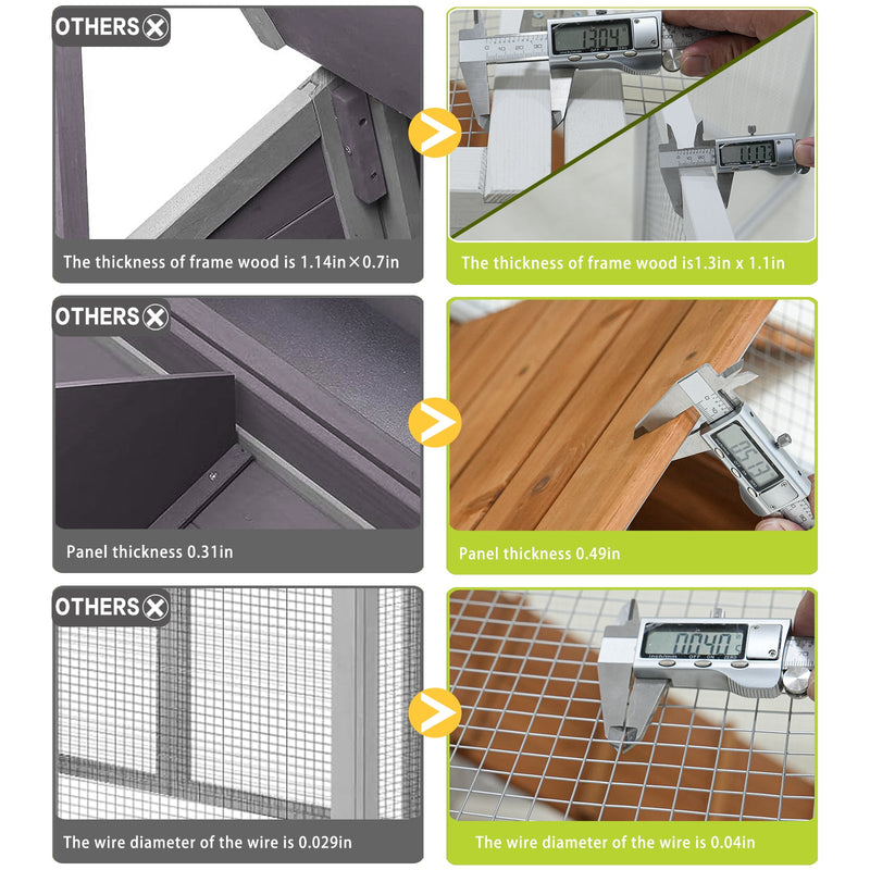 77"Large outdoor chicken coop Wooden chicken coop, duck coop with nest box, bird cage, rabbit cage - waterproof PVC board (yellow brown gradient 80)L