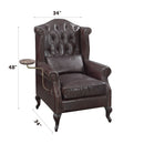 Pino - Vintage Top Grain Leather Accent Chair With 1 Toss Pillow - Brown by HouseOfZazla