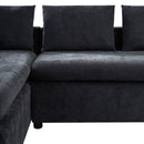Modern L Shaped Sectional Sofa With Upholstery And Wooden Storage by HouseOfZazla