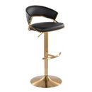 Jie - Contemporary Adjustable Barstool With Swivel With Rounded T Footrest (Set of 2) by HouseOfZazla