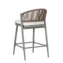 Outdoor 26" Counter Height Metal Frame Counter Stools With Scallop Shaped Backrest & Water Resistant Cushions by HouseOfZazla