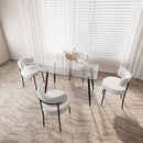 Modern Minimalist Rectangular Glass Dining Table With Tempered Glass Top Metal Legs, For 4 - 6 - Transparent by HouseOfZazla