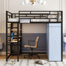 Loft Bed With Desk, Shelves, Power Outlet, LED Light And Wardrobe by Unique Piece Furniture