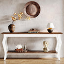 Console Table With Design, Extra Long Sofa Table For Living Entryway - Brown / White by HouseOfZazla