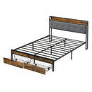 Modern Bed Frame With LED Lights, Upholstered Headboard, USB Charging by Unique Piece Furniture