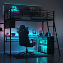 Loft Bed With LED Desk And 4 Storage Shelves by Unique Piece Furniture