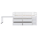 Loft Bed With Retractable Writing Desk And 4 Drawers, With Lateral Portable Desk And Shelves by HouseOfZazla