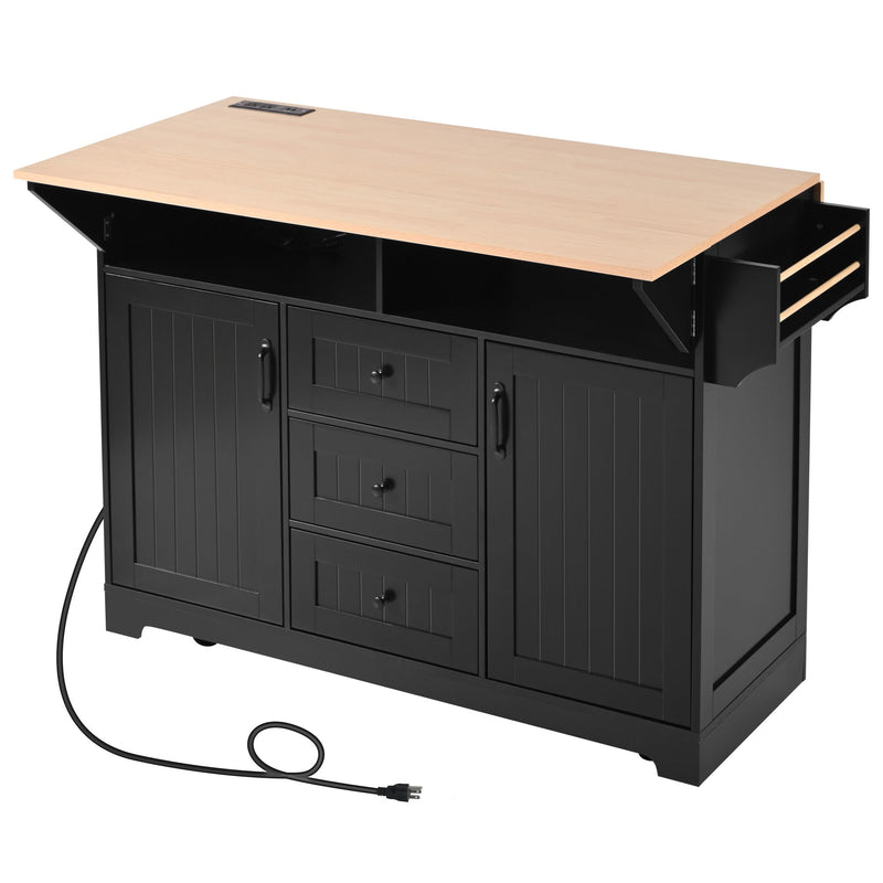 K&K 55.7'' Large Kitchen Island with 2 Drop Leaf, photo 2 of 10