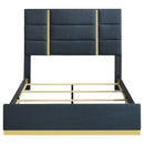 Ines 56-inch Fabric Upholstered Queen Panel Bed Navy