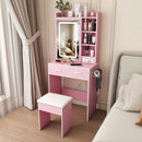 Vanity Desk Set with LED Lighted Mirror & Padded Stool