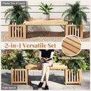 Patio Wooden Bench with Planter 2 Person Patio Bench-Natural by LJGDeals