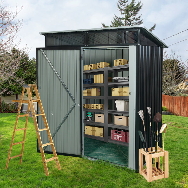 5ft x 3ft Outdoor Metal Storage Shed Transparent plate black