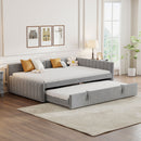 Full Size Upholstered L-Shaped Upholstered Daybed with Twin
Size Pop Up Trundle, Gray