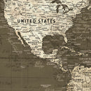 Personalized Framed World Map Wall Art Canvas – Custom Push