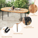 79 Inch Oval Patio Dining Table with Umbrella Hole and Acacia Wood Tabletop for 8 People by LJGDeals
