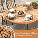79 Inch Oval Patio Dining Table with Umbrella Hole and Acacia Wood Tabletop for 8 People by LJGDeals