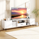 79" TV Stand for TVs up to 90 Inches Entertainment Center Wood Media Console Table Modern Mid Century TV Cabinet-White