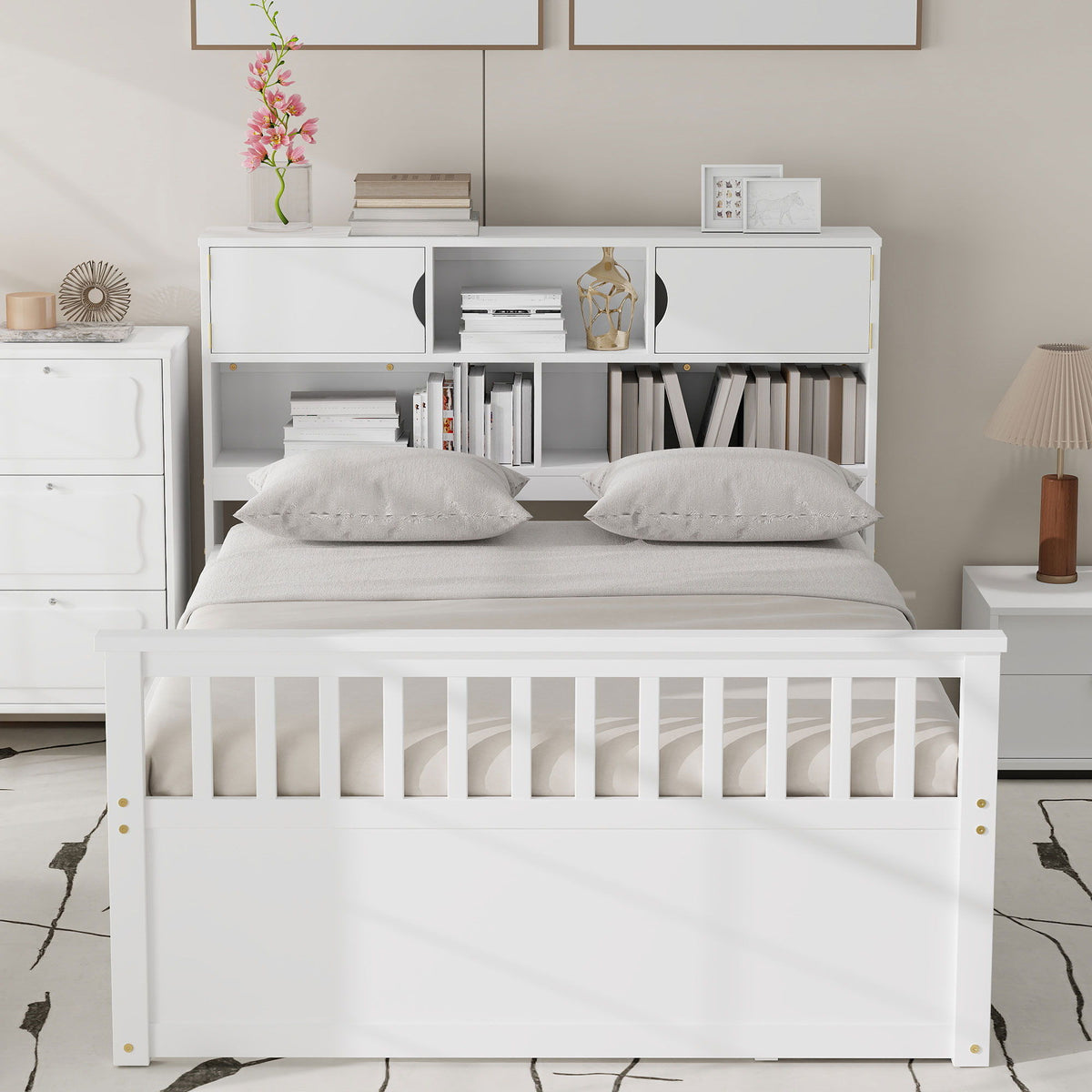 Captain Platform Bed Frame With Bookcase Headboard, 4 Drawers, Storage Shelves, photo 11 of 24