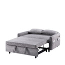 55.1" Pull Out Sleep Sofa Bed Loveseats Sofa Couch with Adjustable Backrest, Storage Pockets, 2 Soft Pillows, USB Ports for Living Room, Bedroom, Apartment, Office,Grey