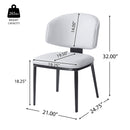 7 Pieces Contemporary Dining Set with Faux Leather Chairs and Metal Legs , Black+White+Natural Wood Finish