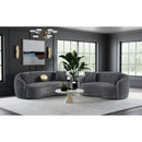 Lorraine - Upholstered Curved Loveseat - Dark Gray by HouseOfZazla