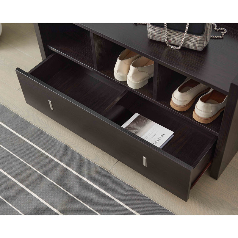 Walker Edison | Shoe Entry Bench with Drawer, Shoe Storage Organizer, Red Cocoa