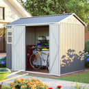 8'x6' Large Steel Storage Shed with Window, Lockable Doors & Sloped Roof, Heavy Duty Outdoor Tool Shed for Garden, Patio, Backyard, Lawn - Dark Gray by Montret