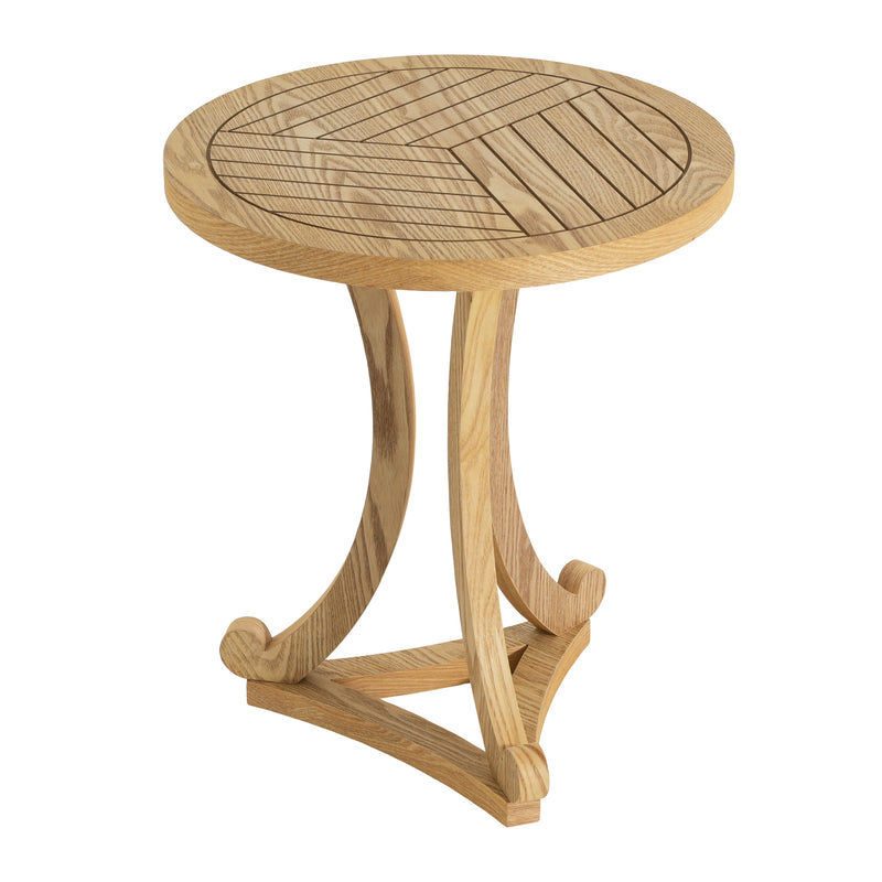 Natural Finish Round Wood Accent Table, photo 7 of 10