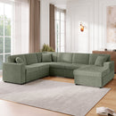 Oversized Sectional U-Shaped Sofa With Chaise Lounge And Three Soft Throw Pillows by Unique Piece Furniture
